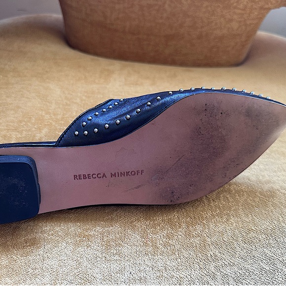 Rebecca Minkoff Chamille Studded Black Leather pointed Toe Slides Mules. 6.5 - Picture 5 of 7